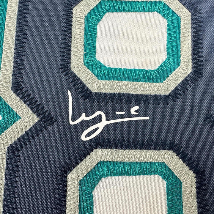 Framed Facsimile Autographed Luis Castillo 33x42 White Reprint Laser Auto Jersey