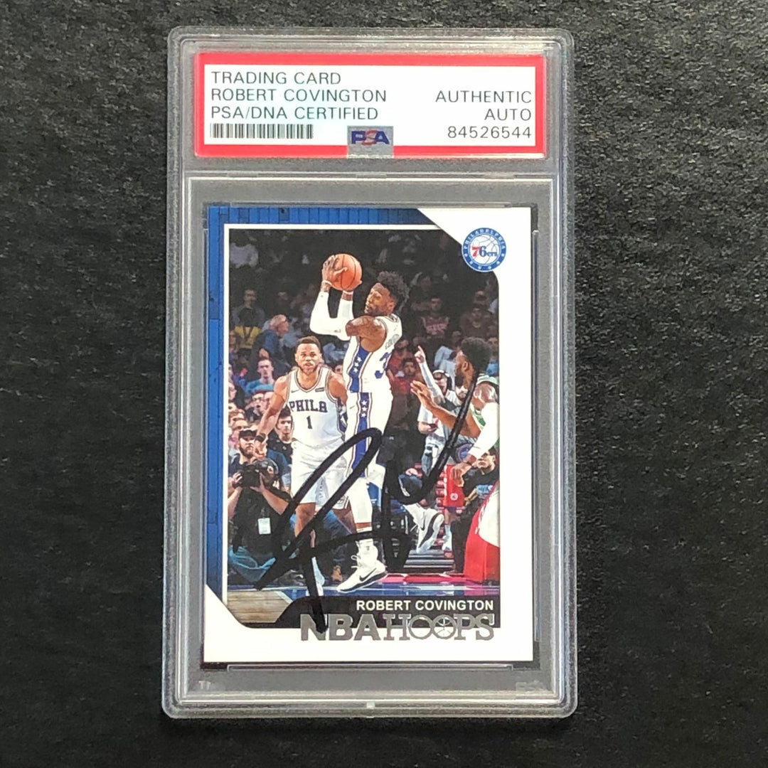 2018-19 NBA Hoops #206 Robert Covington Signed Card AUTO PSA Slabbed 76ers
