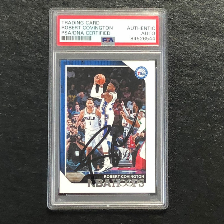 2018-19 NBA Hoops #206 Robert Covington Signed Card AUTO PSA Slabbed 76ers