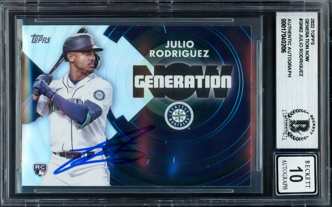Julio Rodriguez Auto 2022 Topps Generation Now RC GN-62 Mariners Sig 10 Beckett