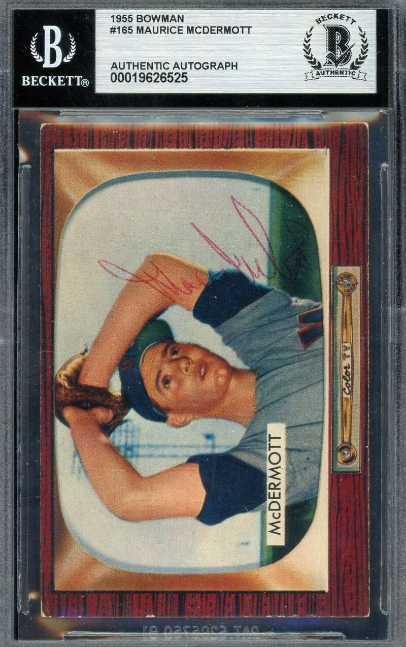 Maurice McDermott Beckett BAS Vintage Signed 1955 Bowman Autograph Senators