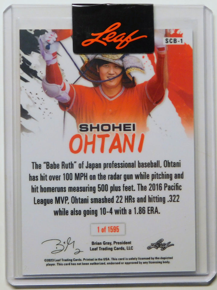 SHOHEI OHTANI SAMURAI HOMER HELMET COMPLETE GAME 2 HR’s SO DH LEAF CARD #SCB-1