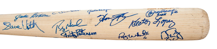 NY YANKEES OLD TIMERS SIGNED BAT GUIDRY LARSEN RIVERS DENT TORREZ LOPEZ WHITE +