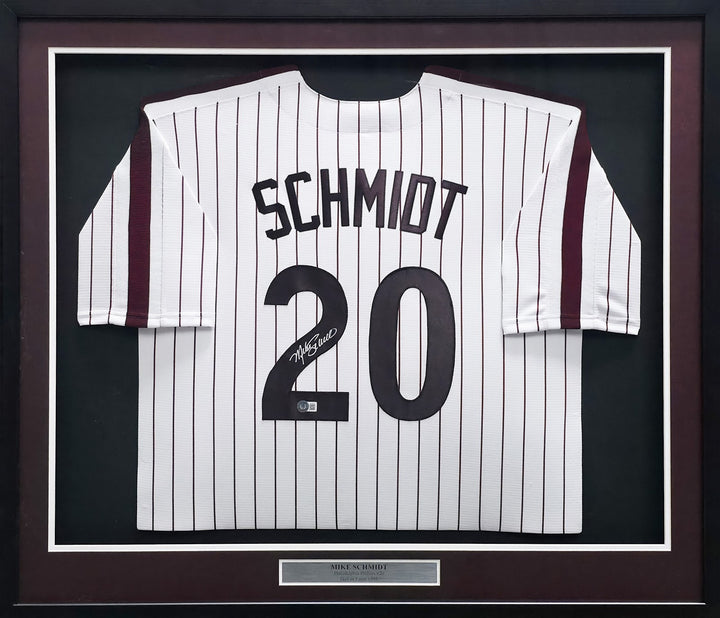 Philadelphia Phillies Mike Schmidt Signed Framed White/Red Pinstripe Jersey