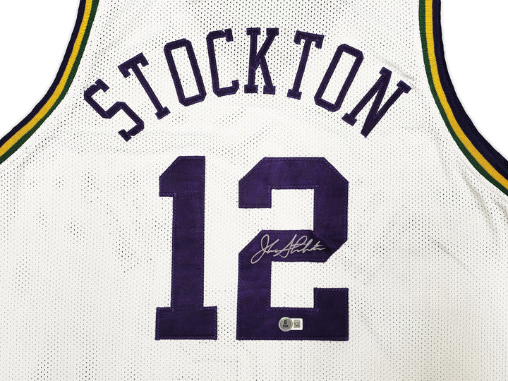 Utah Jazz John Stockton Autographed Signed White Jersey Beckett Witness