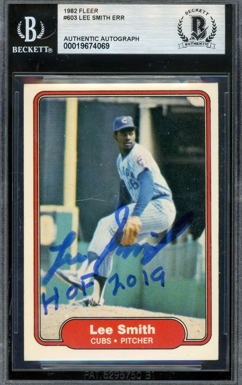 Lee Smith Beckett BAS Signed 1982 Fleer Rookie Autograph Cubs
