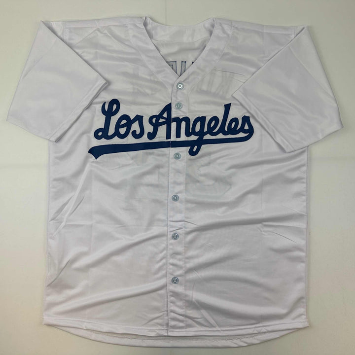Facsimile Autographed Sandy Koufax Los Angeles LA White Reprint Auto Jersey XL