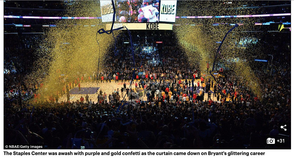 Kobe Bryant Autographed & Final Lakers Game Used Confetti Framed #D 1/1 UDA COA