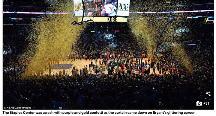 Kobe Bryant Autographed & Final Lakers Game Used Confetti Framed #D 1/1 UDA COA