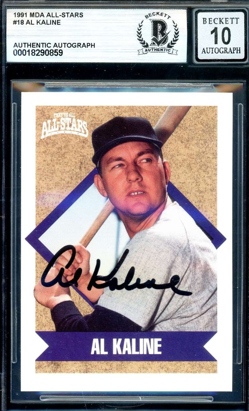 Al Kaline Gem Mint 10 Beckett BAS Signed 1991 MDA All Stars Autograph