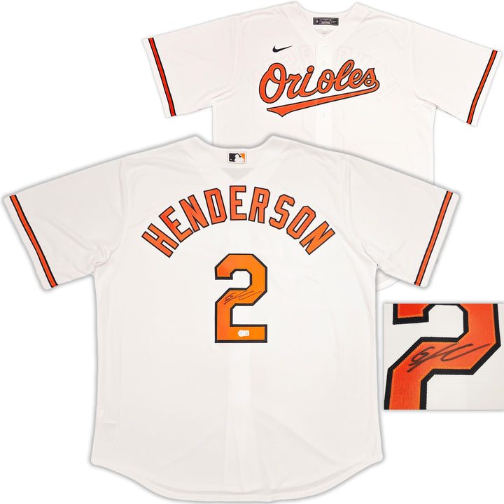 Baltimore Orioles Gunnar Henderson Signed White Nike Jersey Size XL Beckett Wit