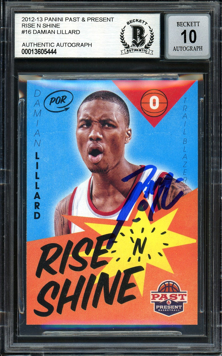 Damian Lillard Auto 2012-13 Panini Past Present Rise Shine RC 16 Sig 10 Beckett