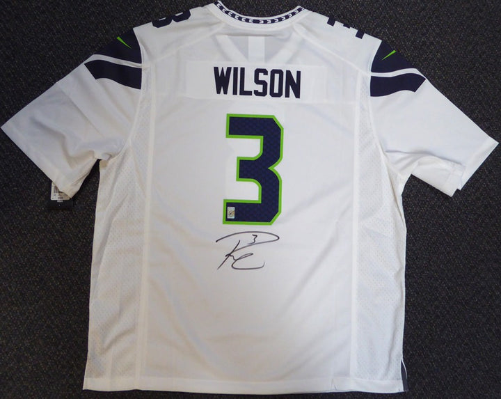 Seattle Seahawks Russell Wilson Signed White Nike Jersey Size XXL RW Holo