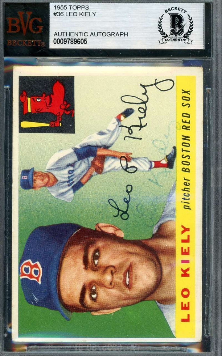 Leo Kiely Beckett BAS Signed 1955 Topps Autograph
