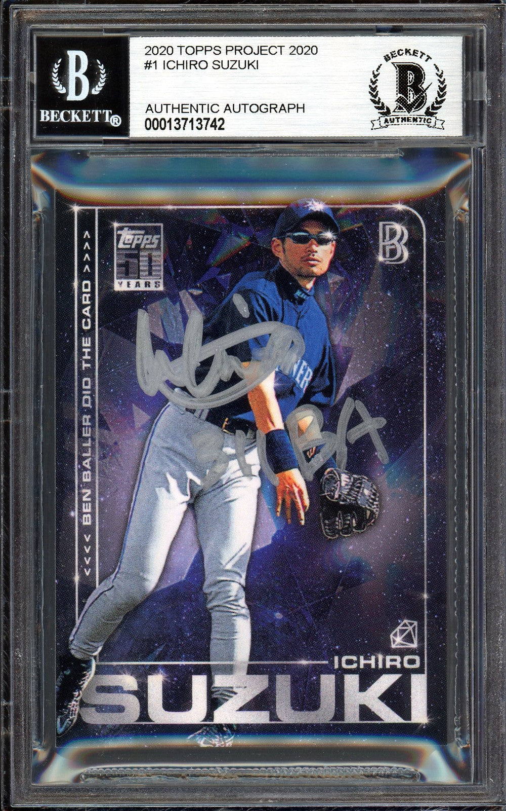 Ichiro Suzuki Signed Topps Project 2020 Ben Baller Card 1 311 BA #1/1 Beckett
