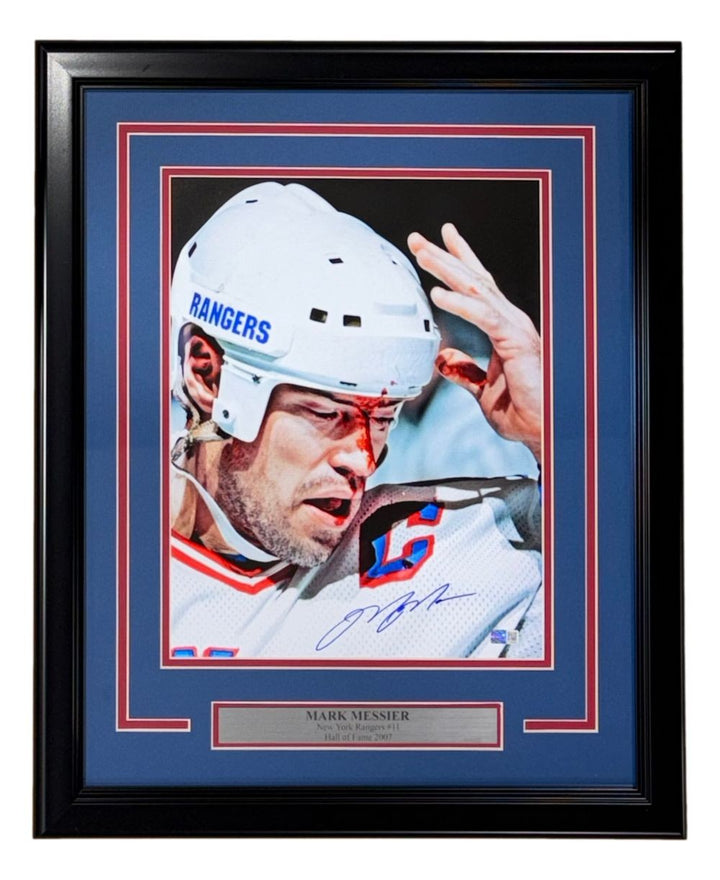 Mark Messier Signed Framed 11x14 New York Rangers Blood Photo Steiner CX