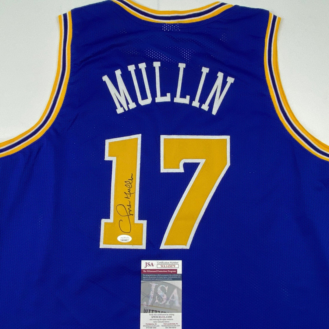 Autographed/Signed Chris Mullin Golden State Blue Jersey JSA COA Auto