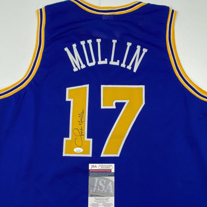 Autographed/Signed Chris Mullin Golden State Blue Jersey JSA COA Auto