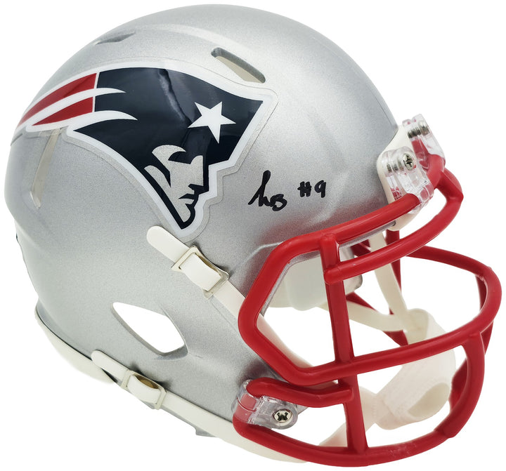 Kayshon Boutte Signed New England Patriots Silver Speed Mini Helmet Beckett Wit