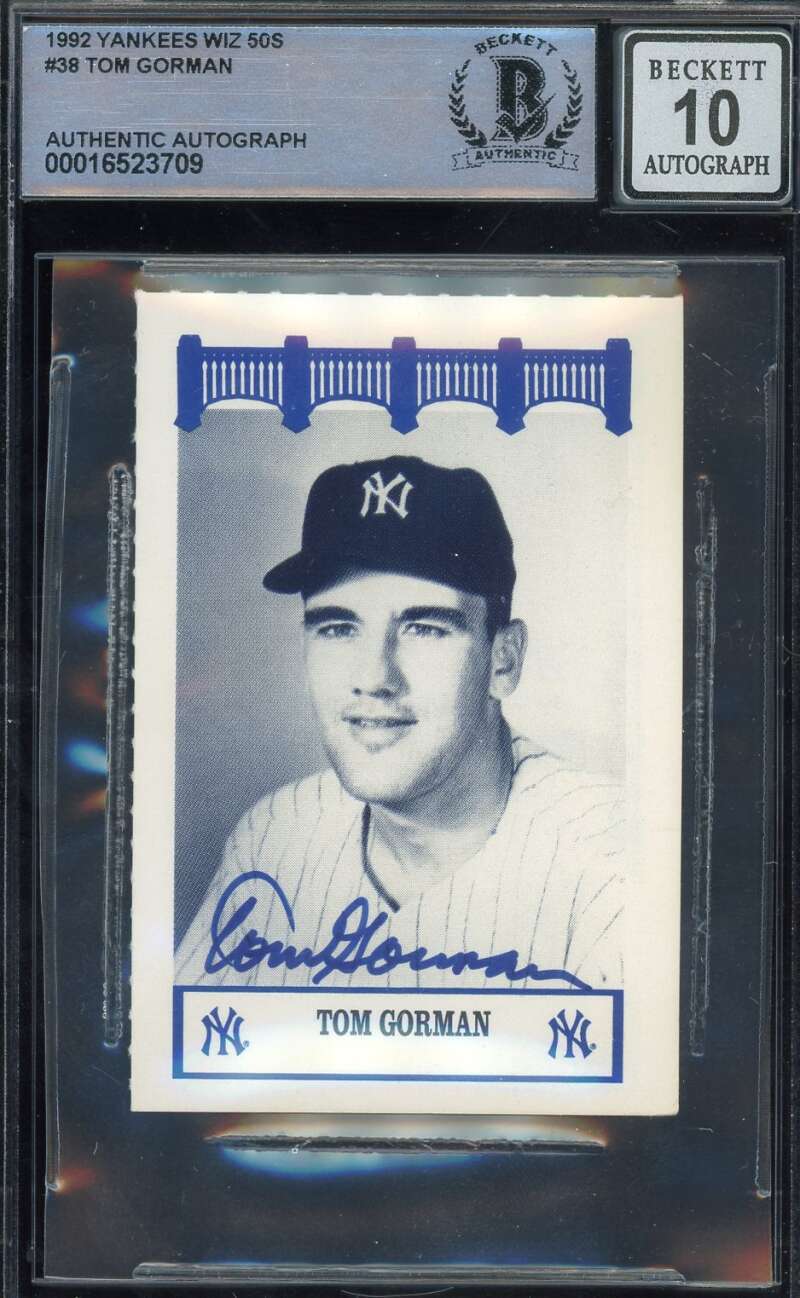 Tom Gorman Gem Mint 10 Beckett BAS Signed 1992 Yankees Wiz The 50's Autograph