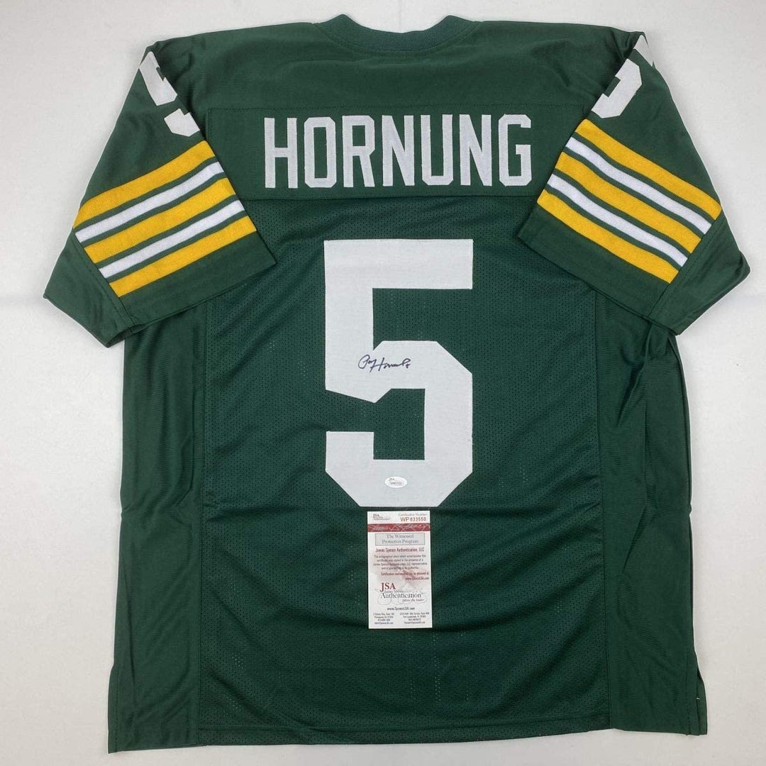 Autographed/Signed PAUL HORNUNG Green Bay Green Jersey JSA COA Auto