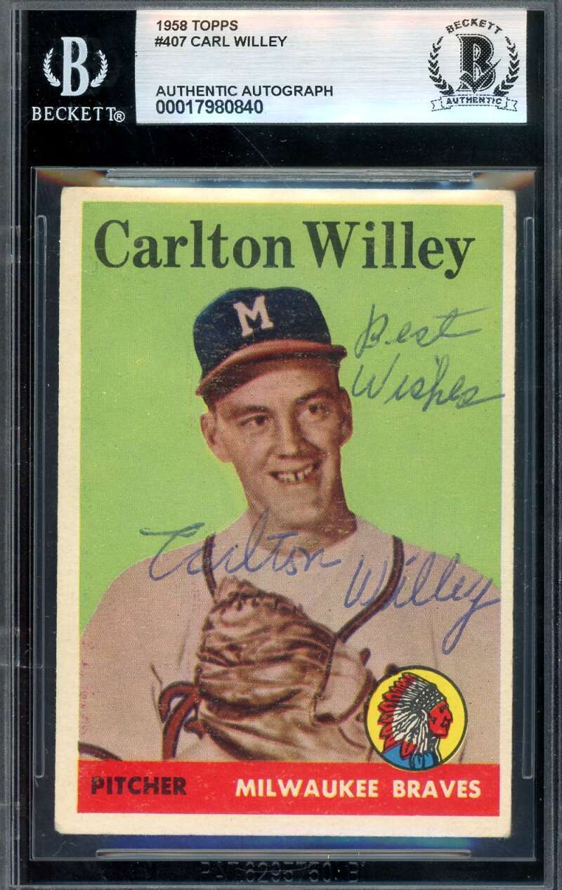 Carl Willey Beckett BAS Signed 1958 Topps Rookie Autograph