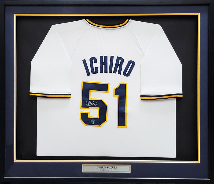 Orix Blue Wave Ichiro Suzuki Autographed Signed Framed White Jersey IS Holo