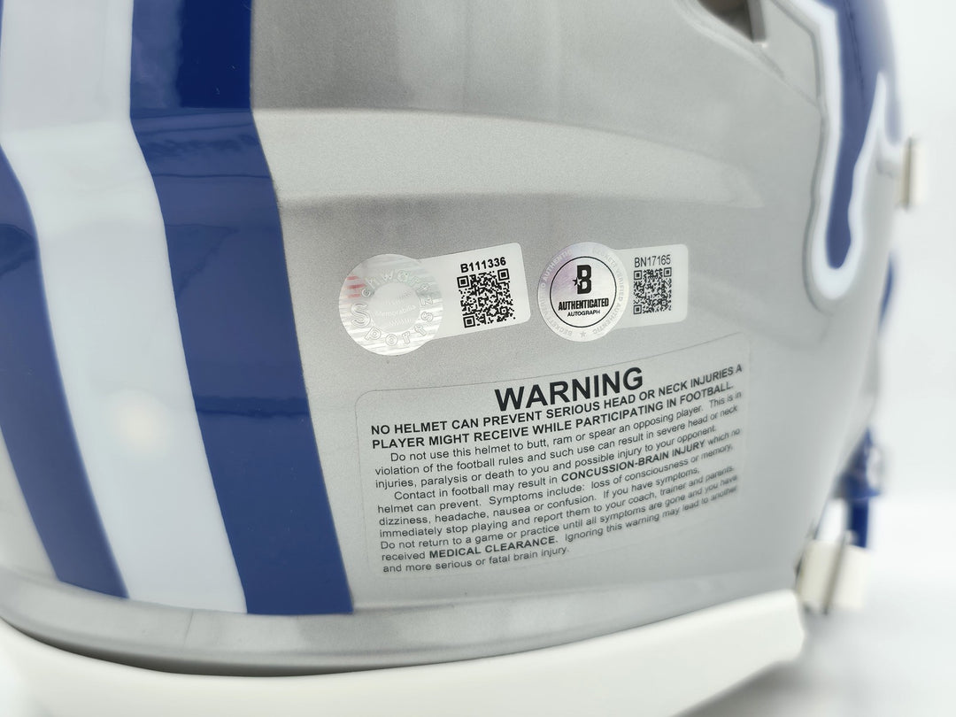 Barry Sanders Auto Lions Silver 1983-02 Full Size Speed Authentic Helmet Beckett