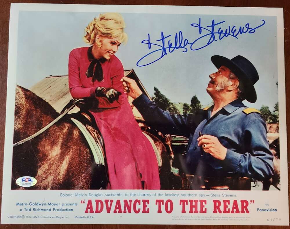 Stella Stevens PSA DNA Coa Signed 11x14 Lobby Card Advance To The Rear Photo Aut