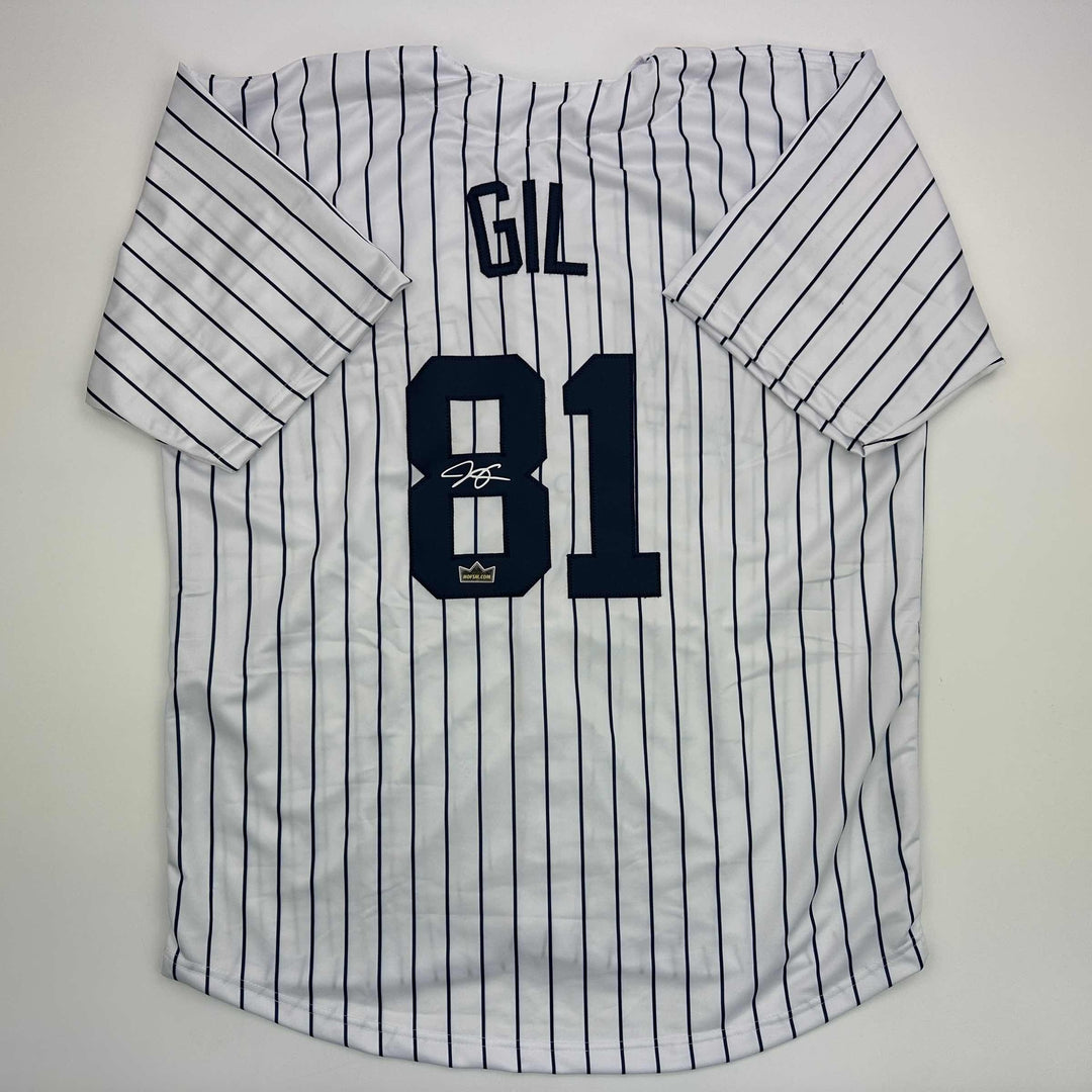 Facsimile Autographed Luis Gil New York Pinstripe Reprint Jersey Size Men's XL