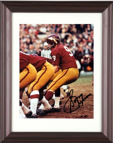 Sonny Jurgensen signed Washington 8x10 Photo minor dings Framed - COA/Ticket