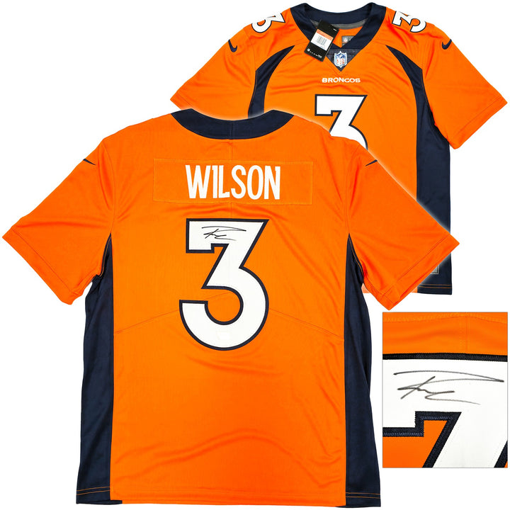 Broncos Russell Wilson Signed Orange Nike Limited Jersey Size L Fanatics Holo