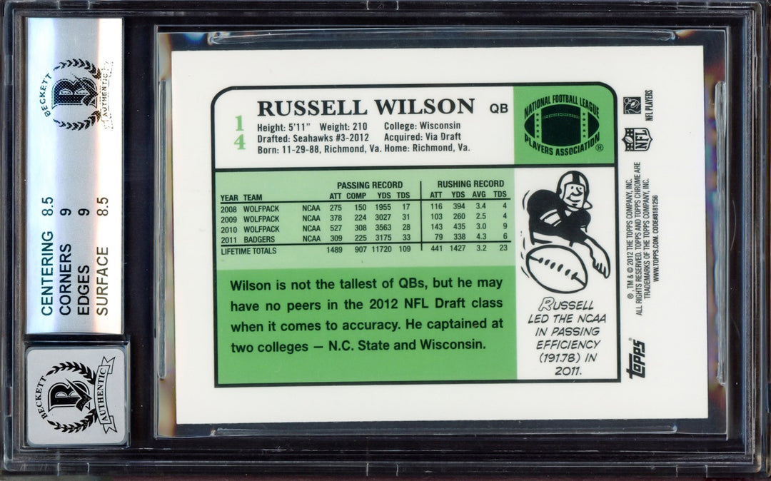 Russell Wilson Auto 2012 Topps Chrome 1984 RC 14 Seahawks BGS 8.5 Sig 10 Beckett