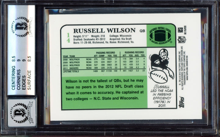 Russell Wilson Auto 2012 Topps Chrome 1984 RC 14 Seahawks BGS 8.5 Sig 10 Beckett