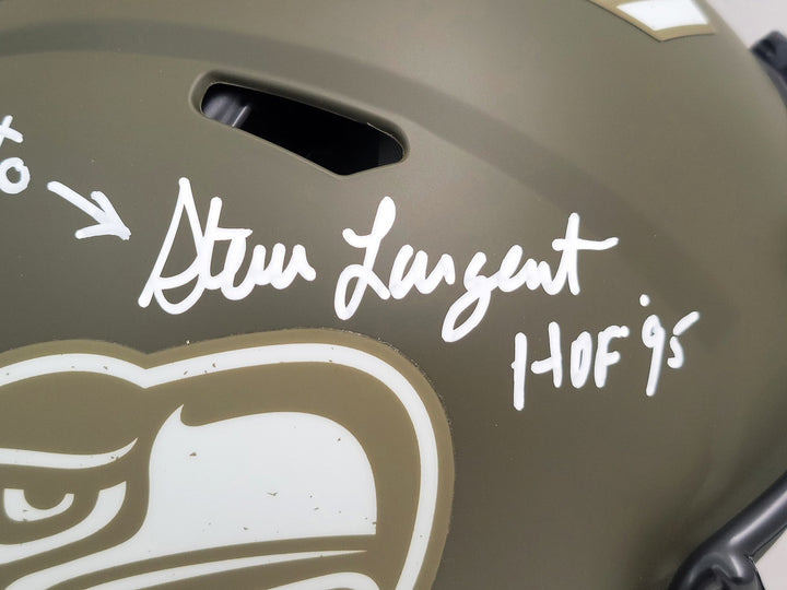 Steve Largent Jim Zorn Auto Seahawks Camo Salute 2 Service FS Helmet TD Seahawks