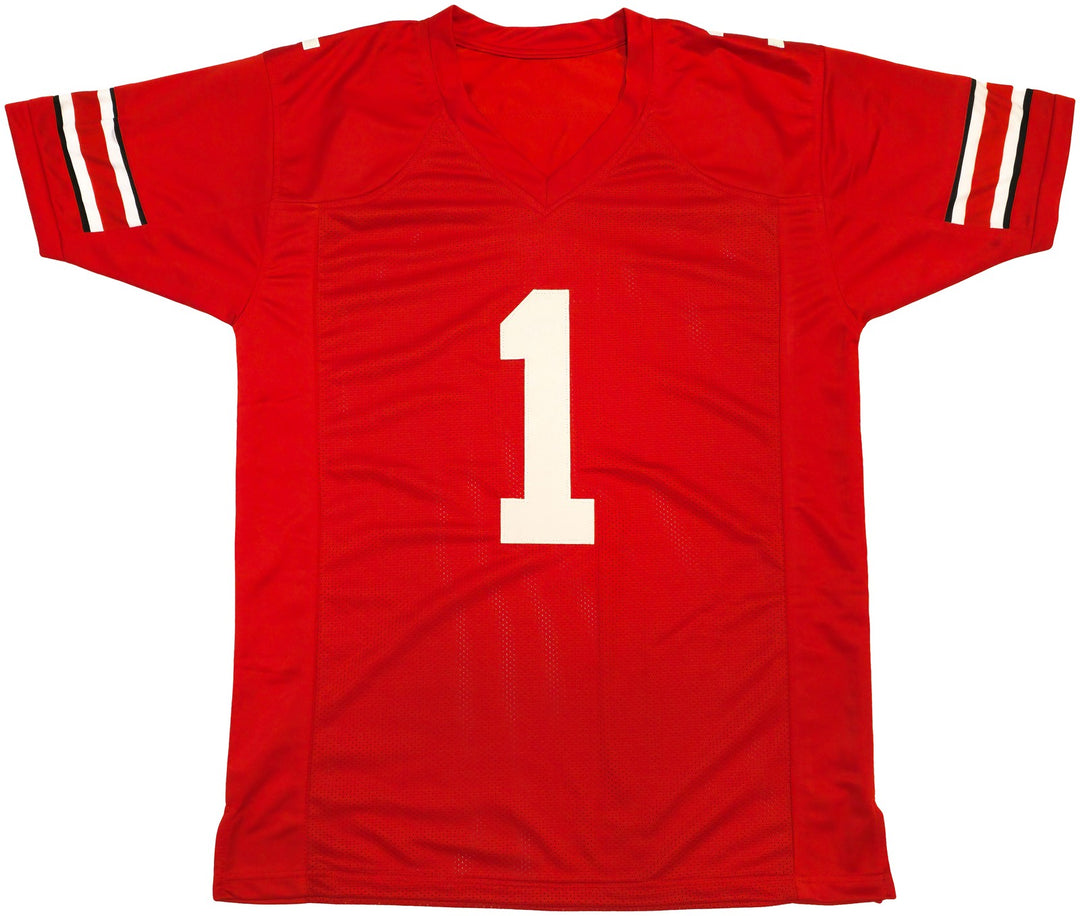 Ohio State Buckeyes Justin Fields Autographed Signed Red Jersey Beckett Wit