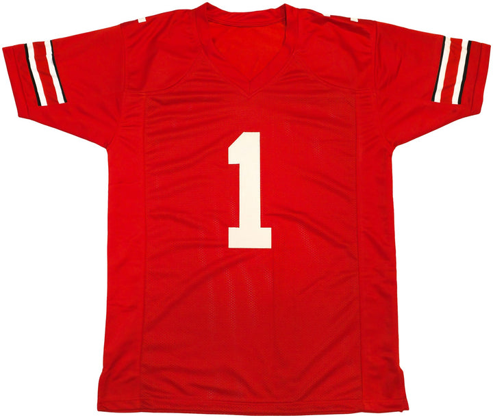 Ohio State Buckeyes Justin Fields Autographed Signed Red Jersey Beckett Wit