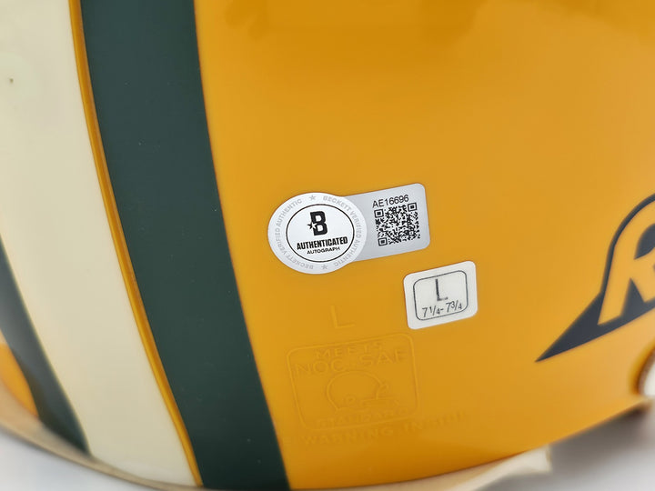 Reggie White Auto Green Bay Packers Yellow Full Size Authentic Helmet Beckett 96