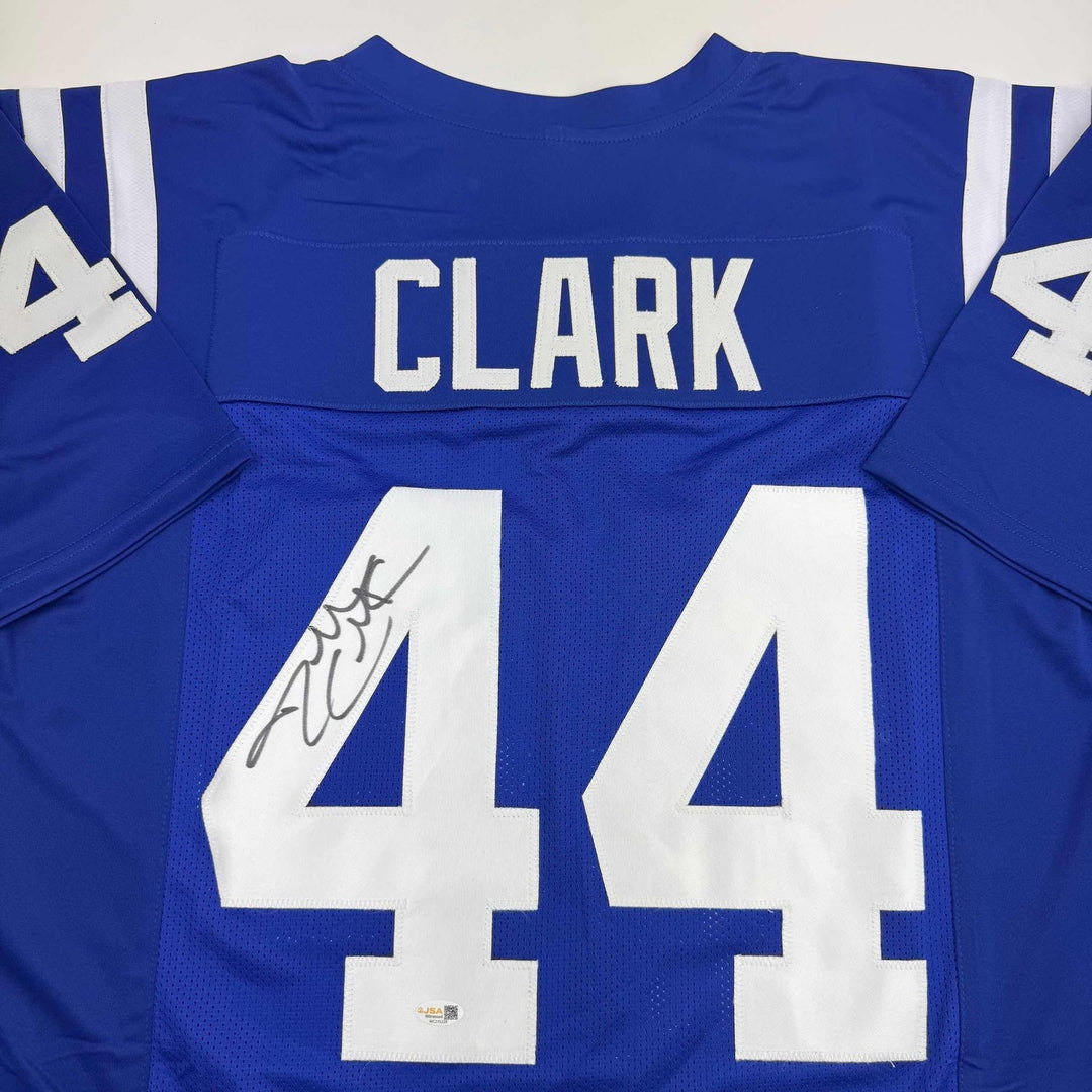 Autographed/Signed DALLAS CLARK Indianapolis Blue Jersey JSA COA Auto
