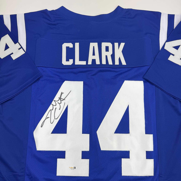 Autographed/Signed DALLAS CLARK Indianapolis Blue Jersey JSA COA Auto