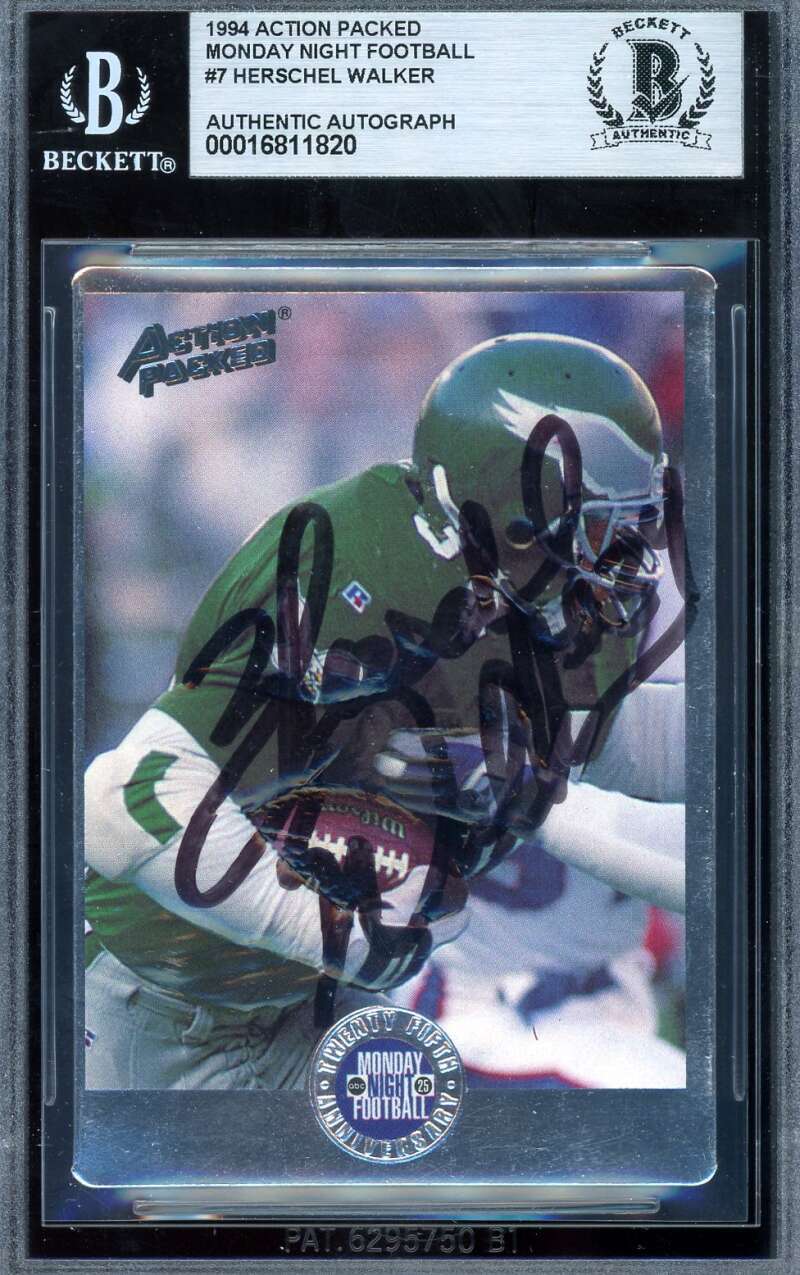 Herschel Walker Beckett BAS Signed 1994 Action Packed MnF Autograph