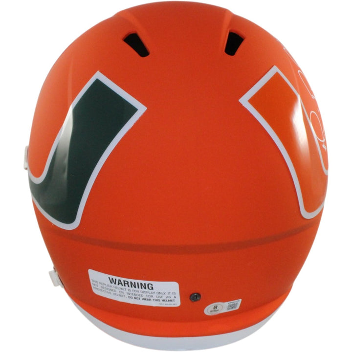 Michael Irvin Autographed Miami Hurricanes F/S AMP Helmet Beckett Witness 56368