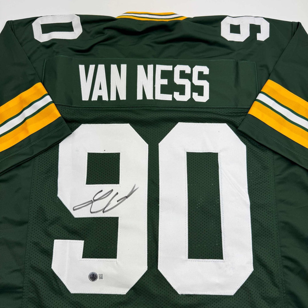 Autographed/Signed Lukas Van Ness Green Bay Green Jersey Beckett BAS COA