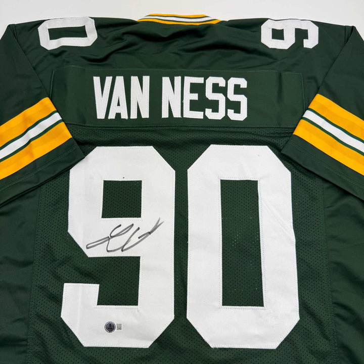 Autographed/Signed Lukas Van Ness Green Bay Green Jersey Beckett BAS COA
