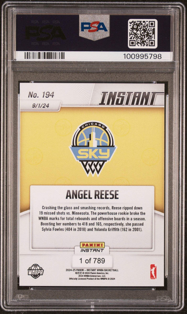 Graded 2024 Panini Instant WNBA Angel Reese #194 Rookie  Basketball Card PSA 10