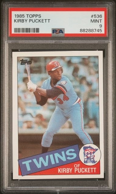 Graded 1985 Topps Kirby Puckett #536 Rookie RC Baseball Card PSA 9 Mint