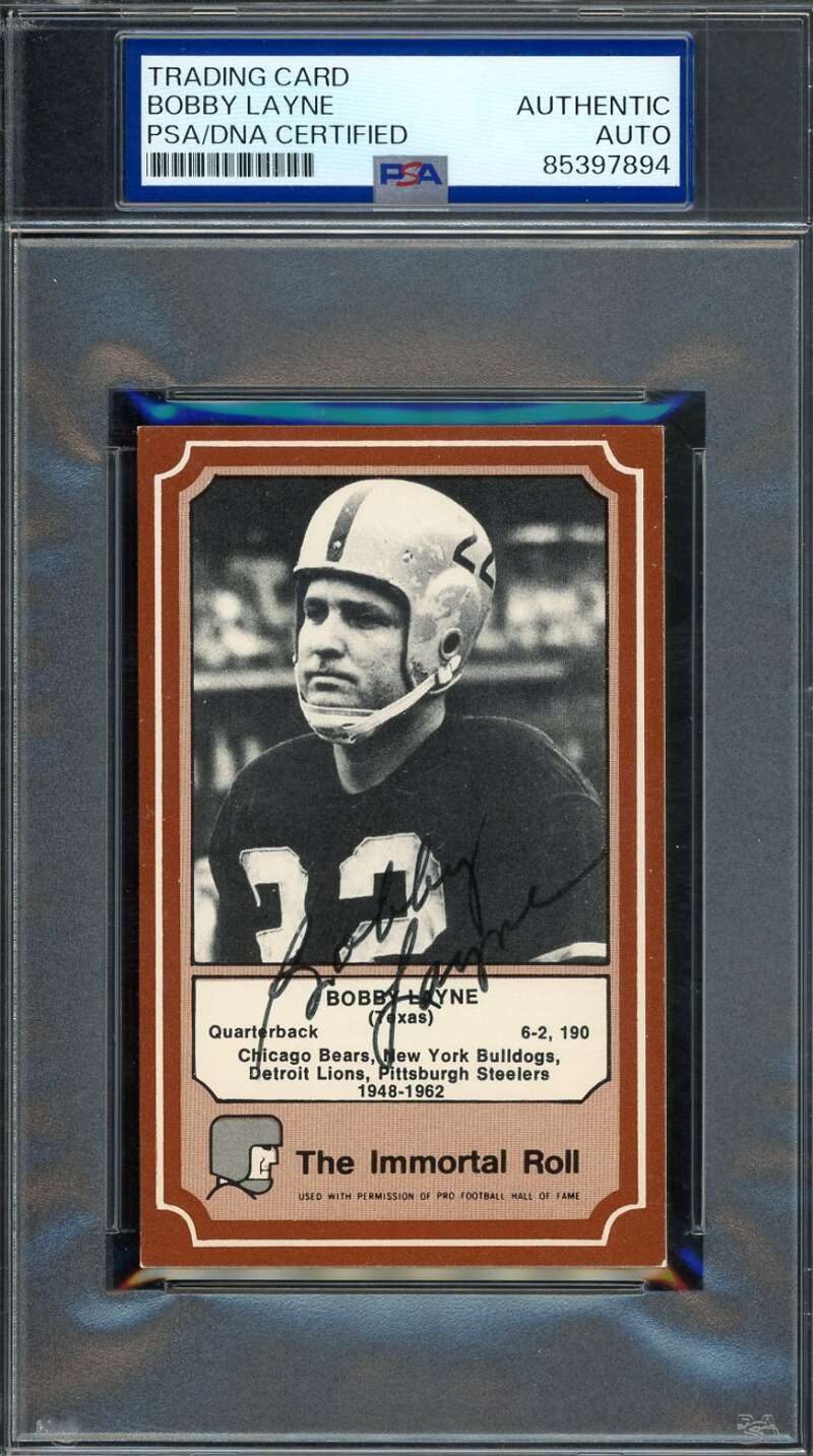 Bobby Layne PSA DNA Signed 1975 Fleer Immortal Roll Autograph