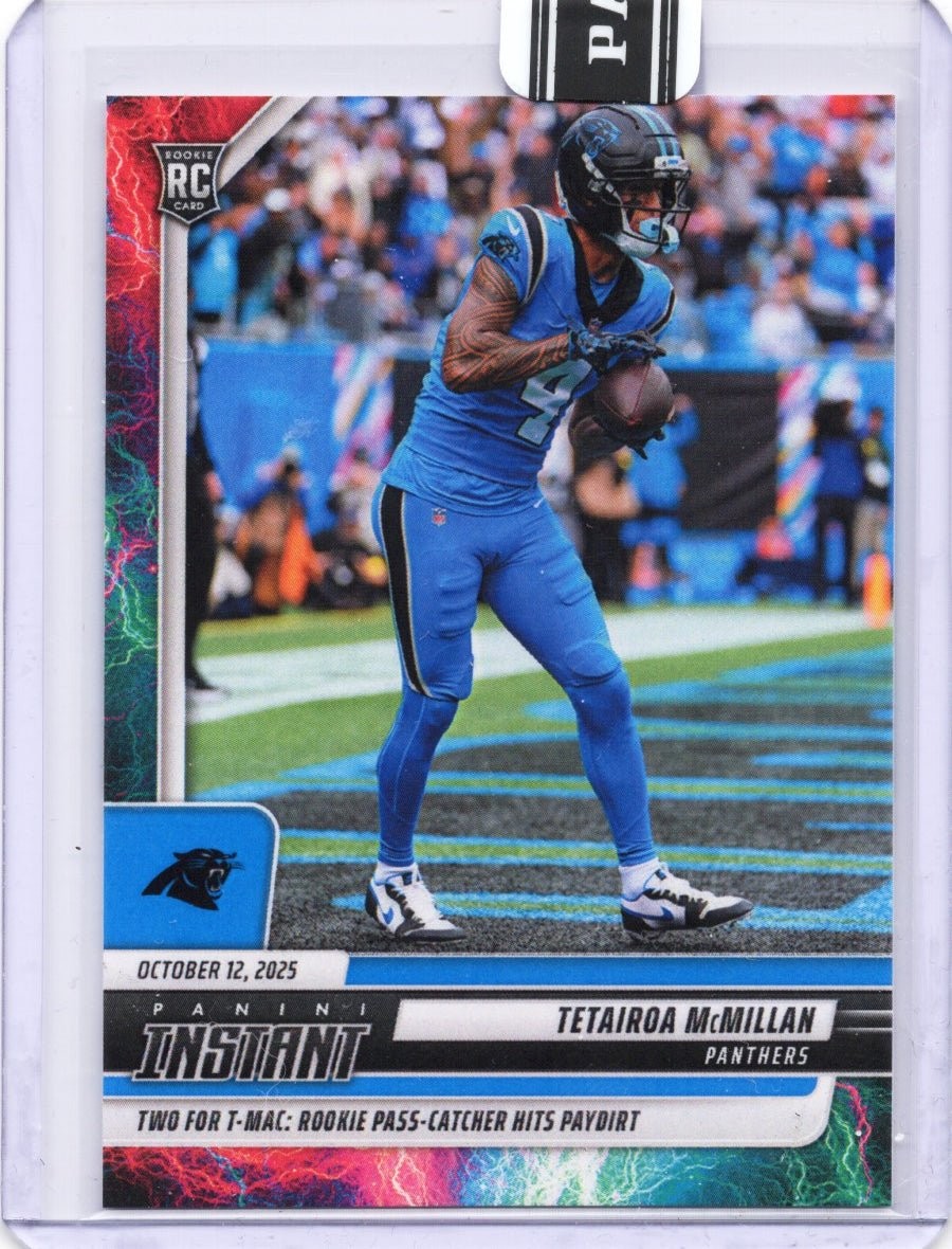 2025 Panini Instant Tetairoa McMillan #143 Lightning /5 Rookie RC Card