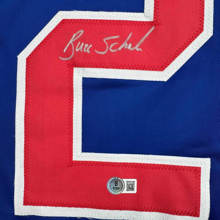 Framed Autographed/Signed Buzz Schneider 35x39 Miracle On Ice Jersey COA