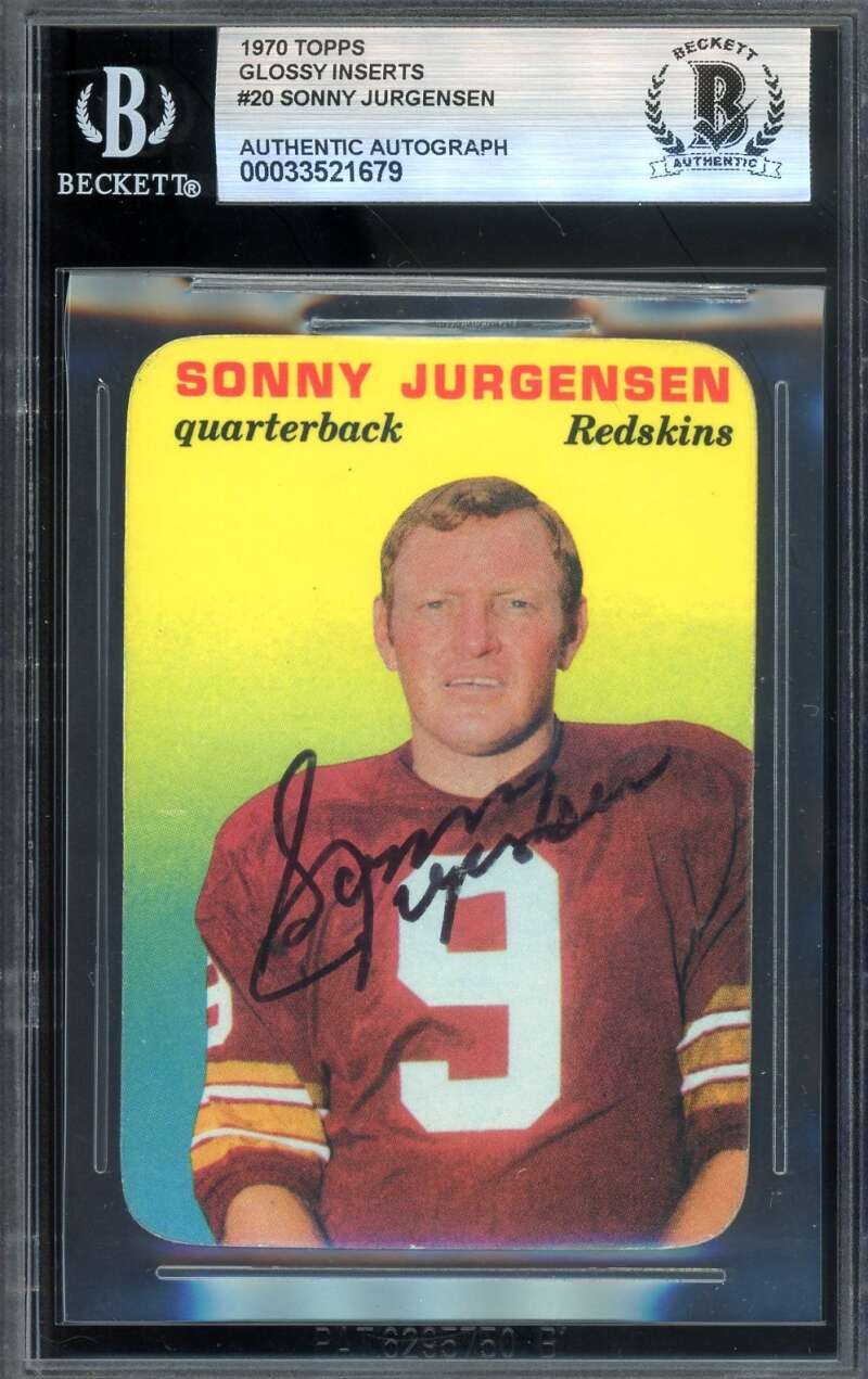 Sonny Jurgensen Beckett BAS Signed 1970 Topps Glossy Inserts Autograph